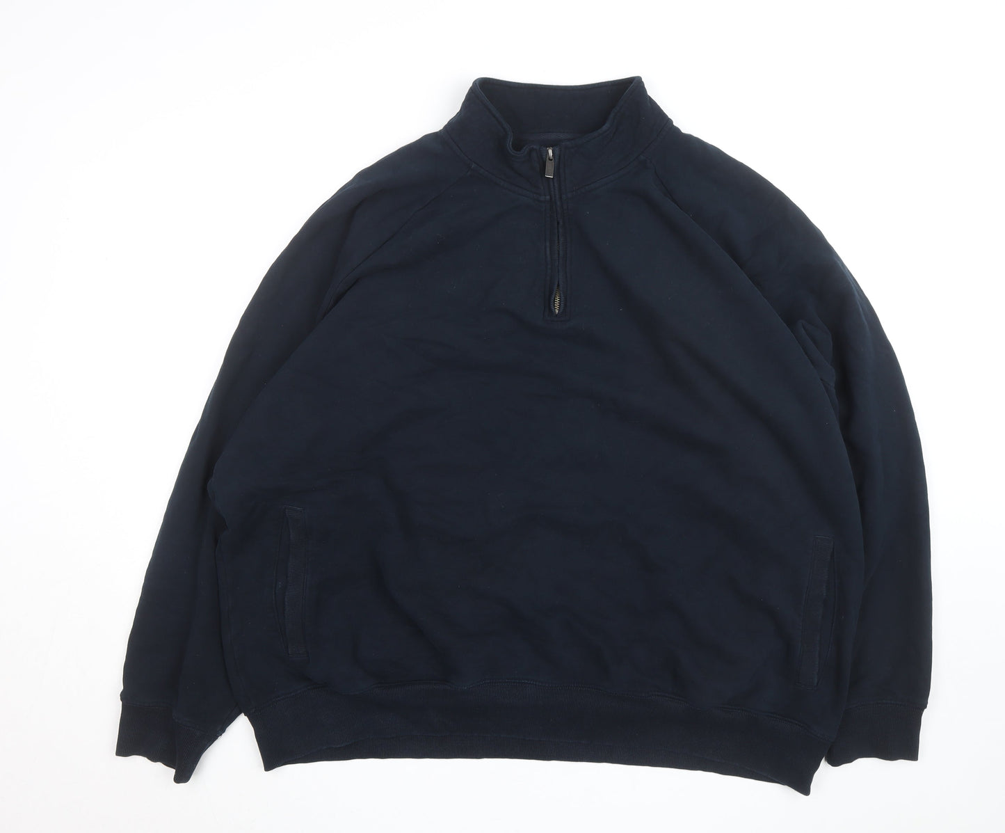 Marks and Spencer Men's Blue 4XL Half Zip Fleece Jumper