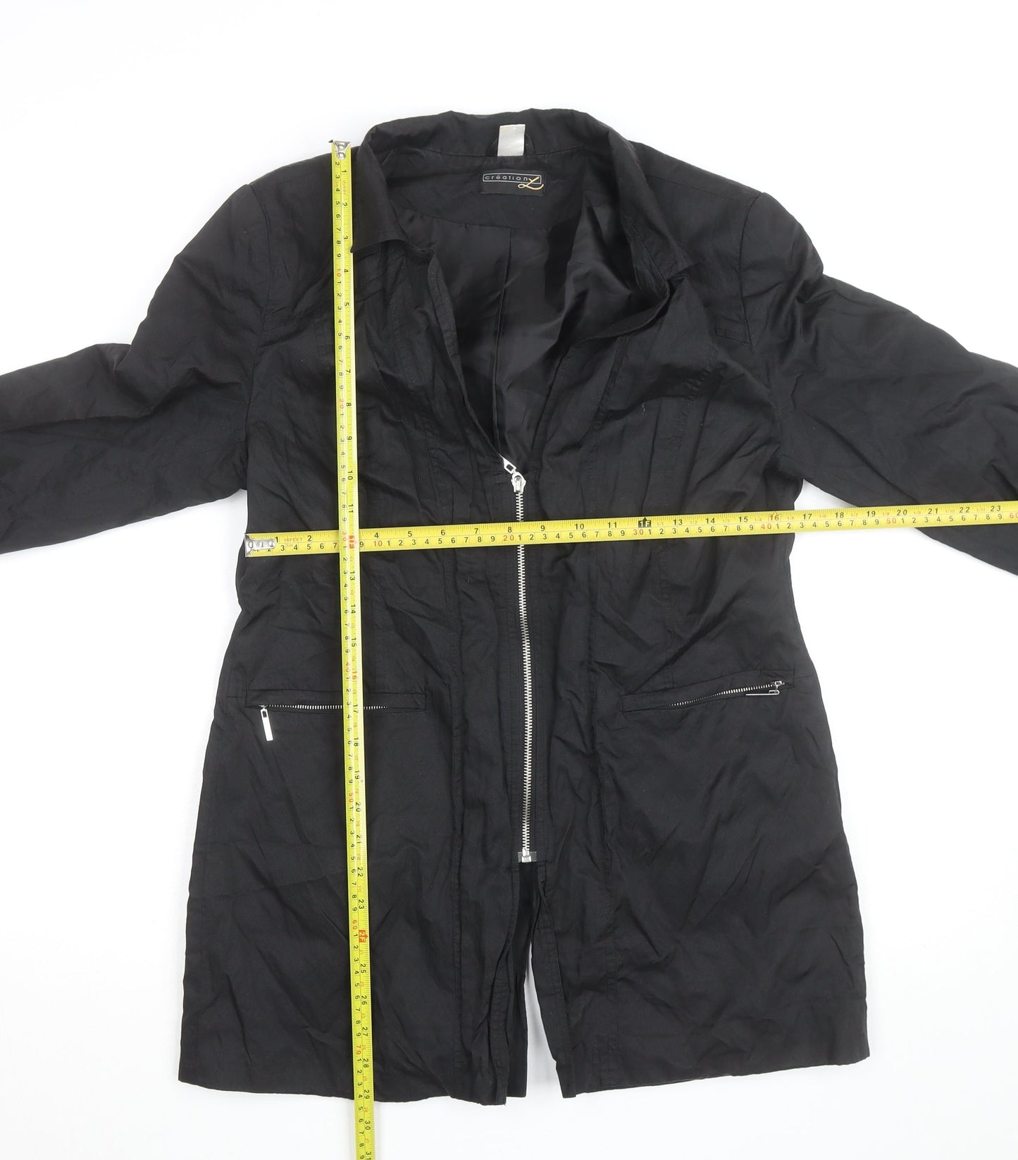 Creation L Women's Black Long Trench Coat Size 14
