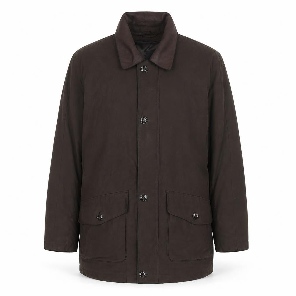 Jupiter Men's Brown Mid-Length Cotton Leather Overcoat Size 50
