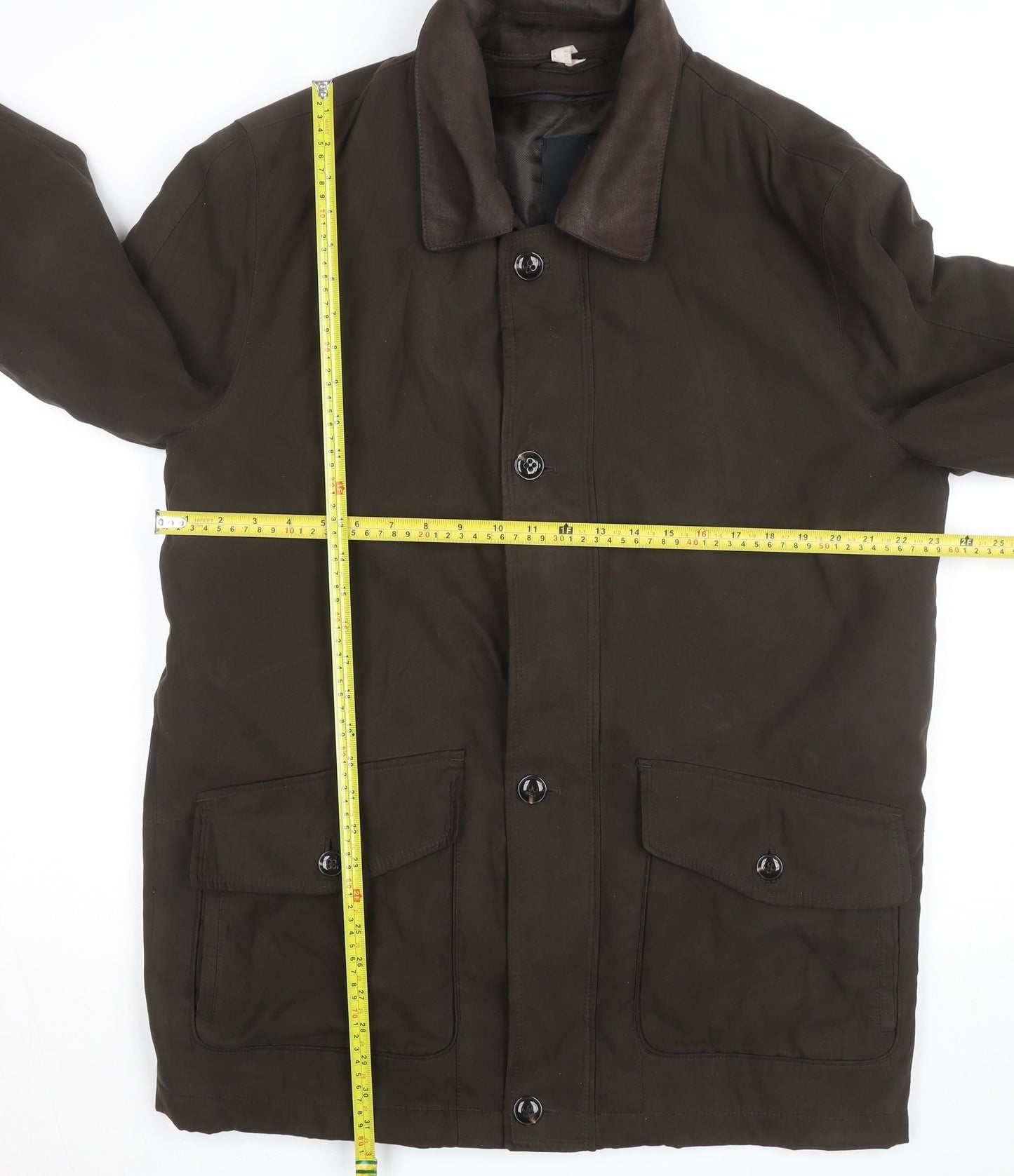 Jupiter Men's Brown Mid-Length Cotton Leather Overcoat Size 50