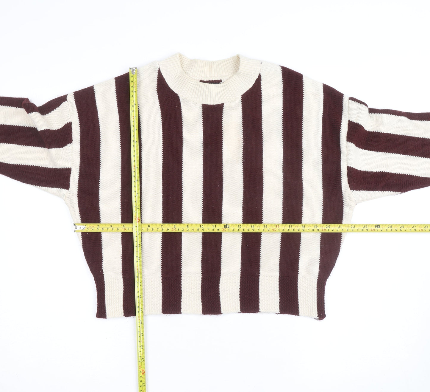ASOS DESIGN Women’s Brown Stripe Crew Neck Knit Jumper M