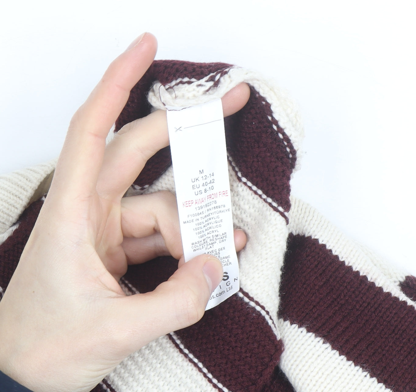 ASOS DESIGN Women’s Brown Stripe Crew Neck Knit Jumper M