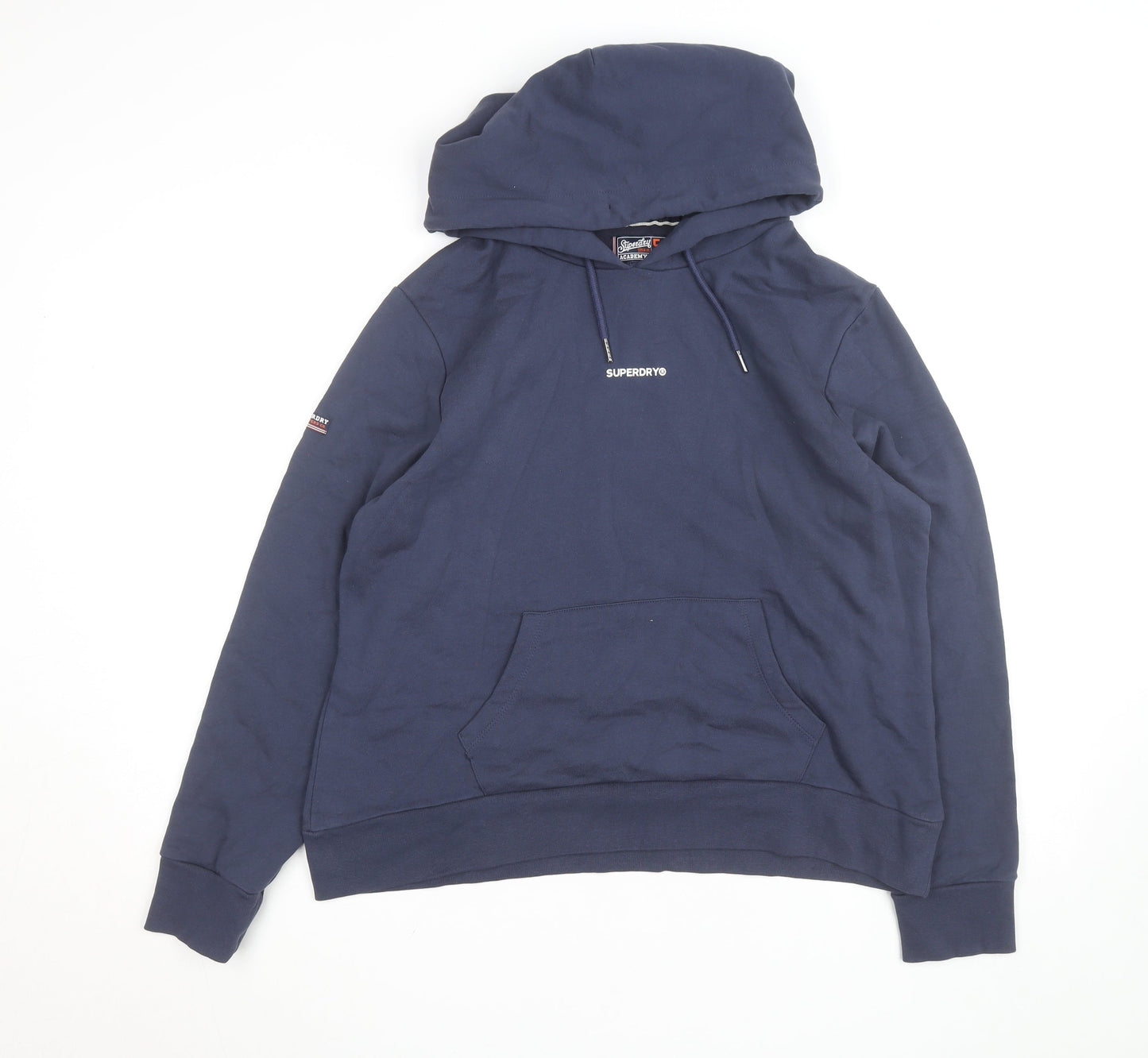Superdry Men's Blue Pullover Hoodie XL Regular Fit Logo Sweatshirt