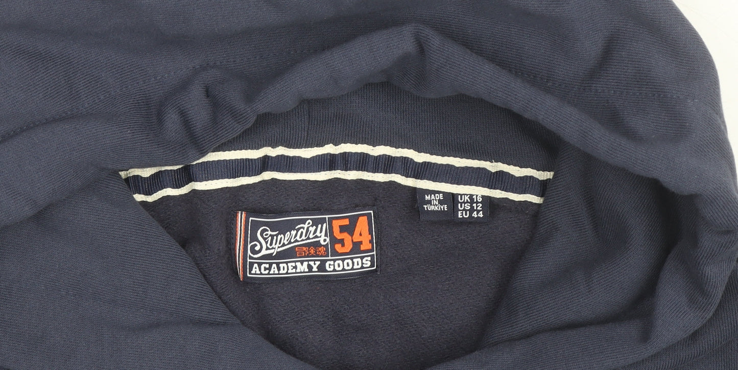Superdry Men's Blue Pullover Hoodie XL Regular Fit Logo Sweatshirt