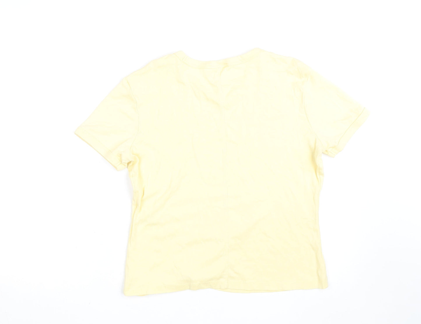 Zara Women Yellow Basic Cotton T-Shirt Size L Short Sleeve