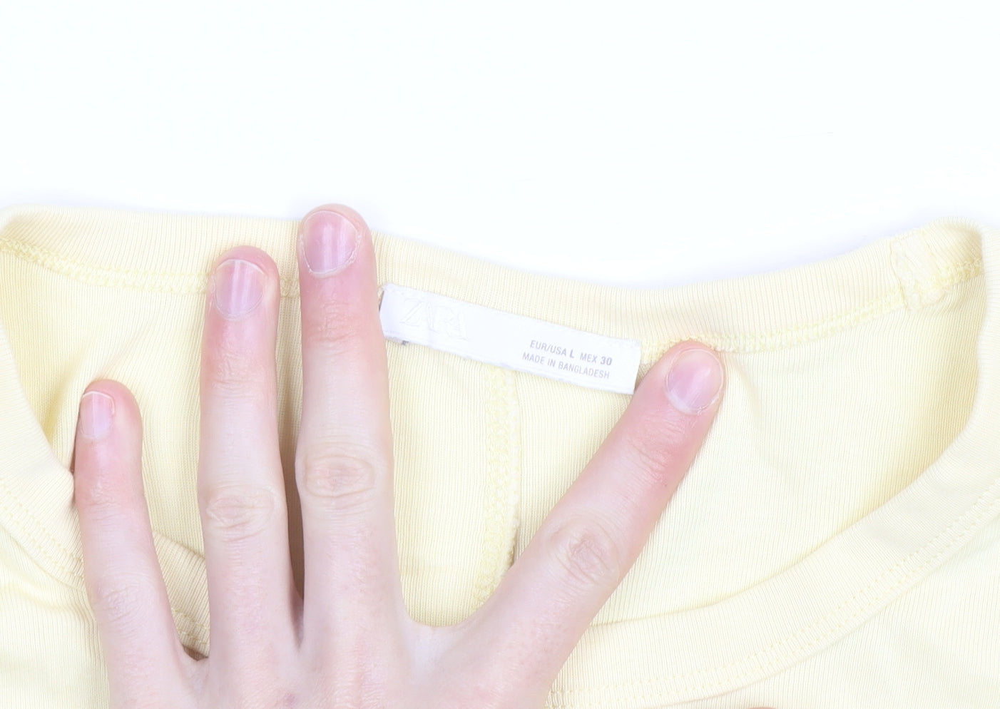 Zara Women Yellow Basic Cotton T-Shirt Size L Short Sleeve