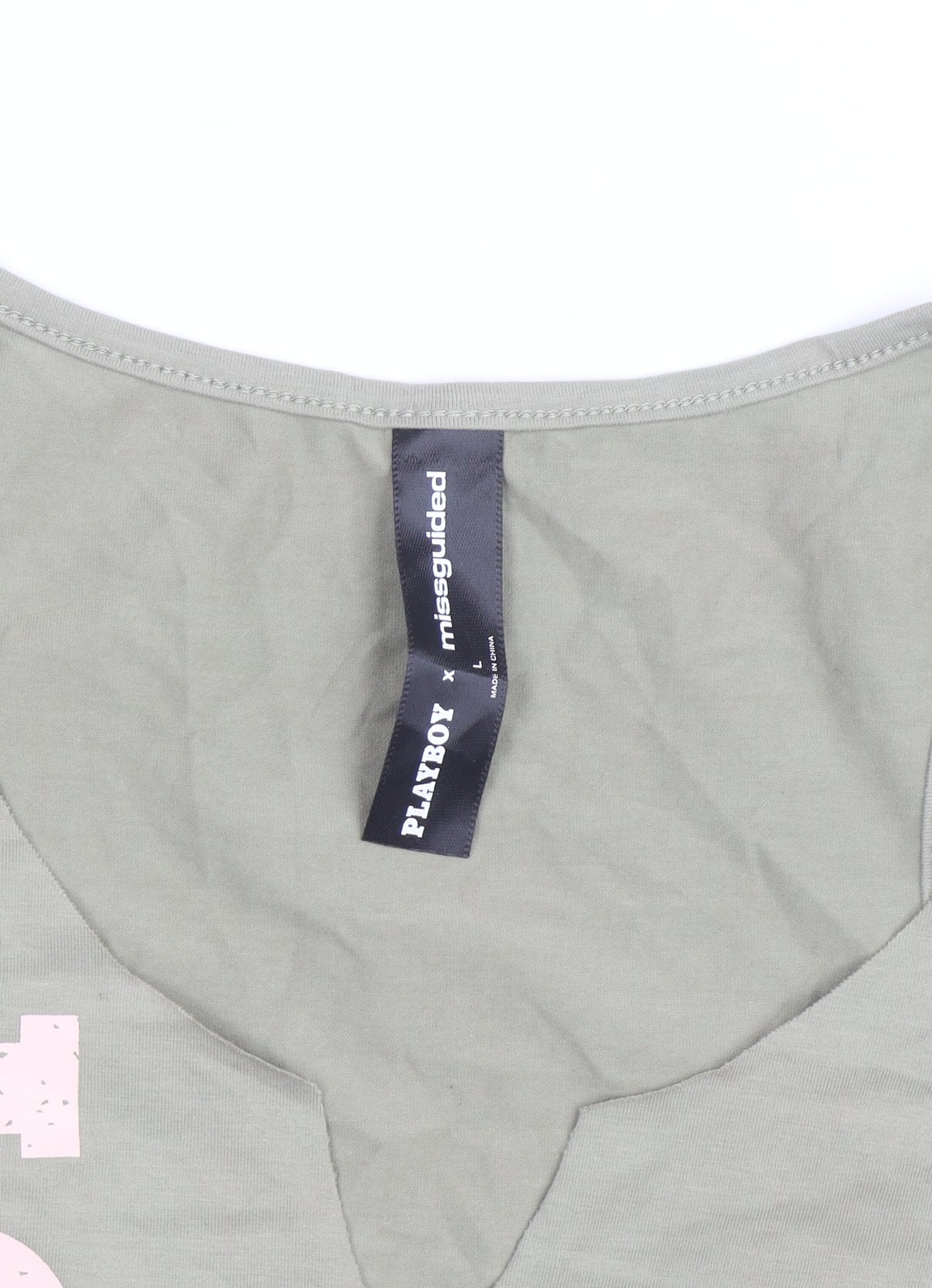 Playboy x Missguided Womens Green Cropped Tank Top L