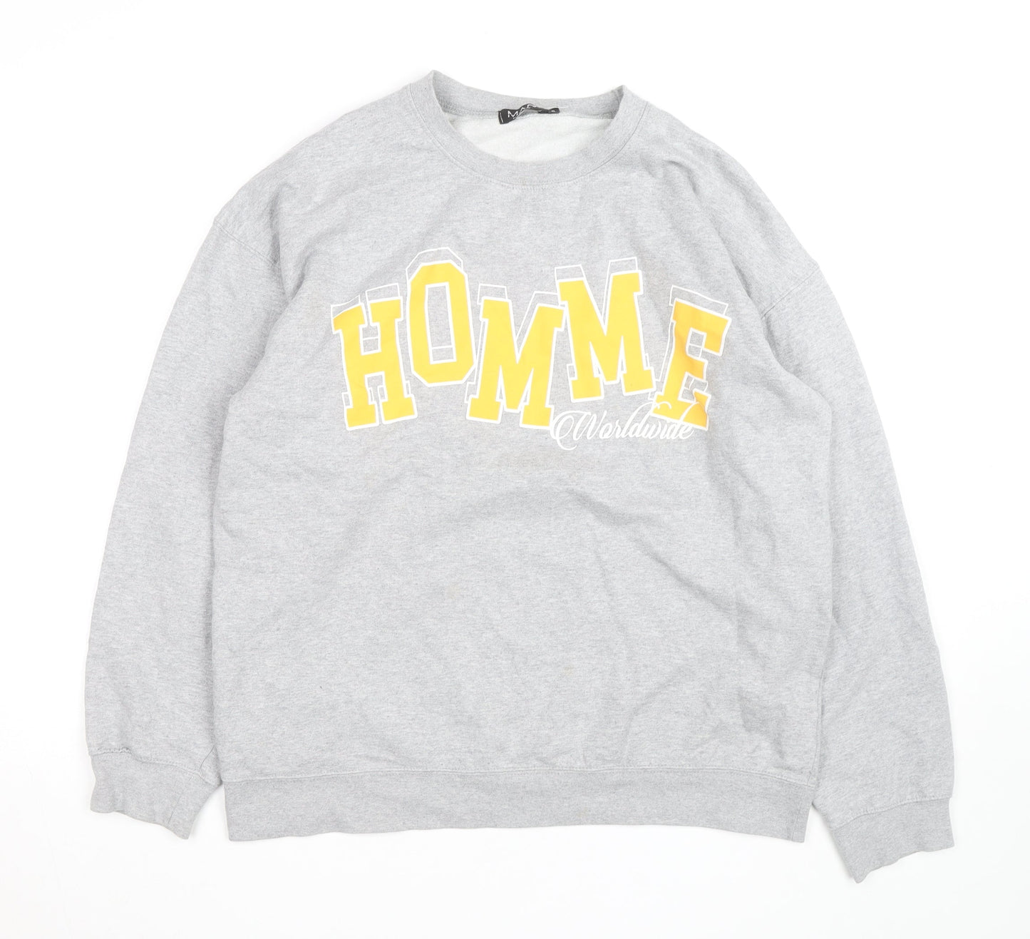 boohooMAN Grey HOMME Worldwide Sweatshirt Women Small Crew Neck Pullover