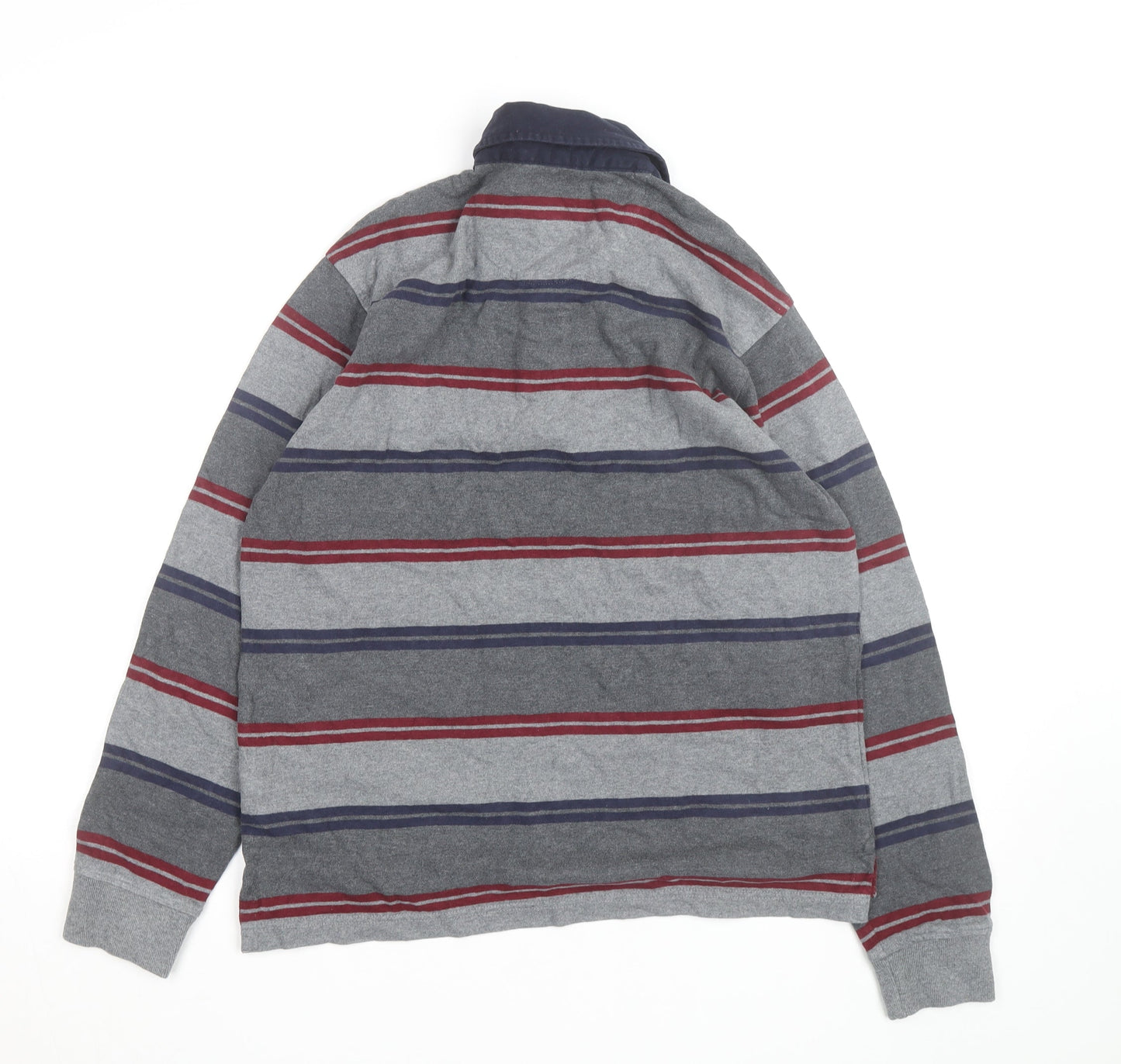 Marks and Spencer Blue Harbour Men's Grey Striped Long Sleeve Regular Fit Shirt S