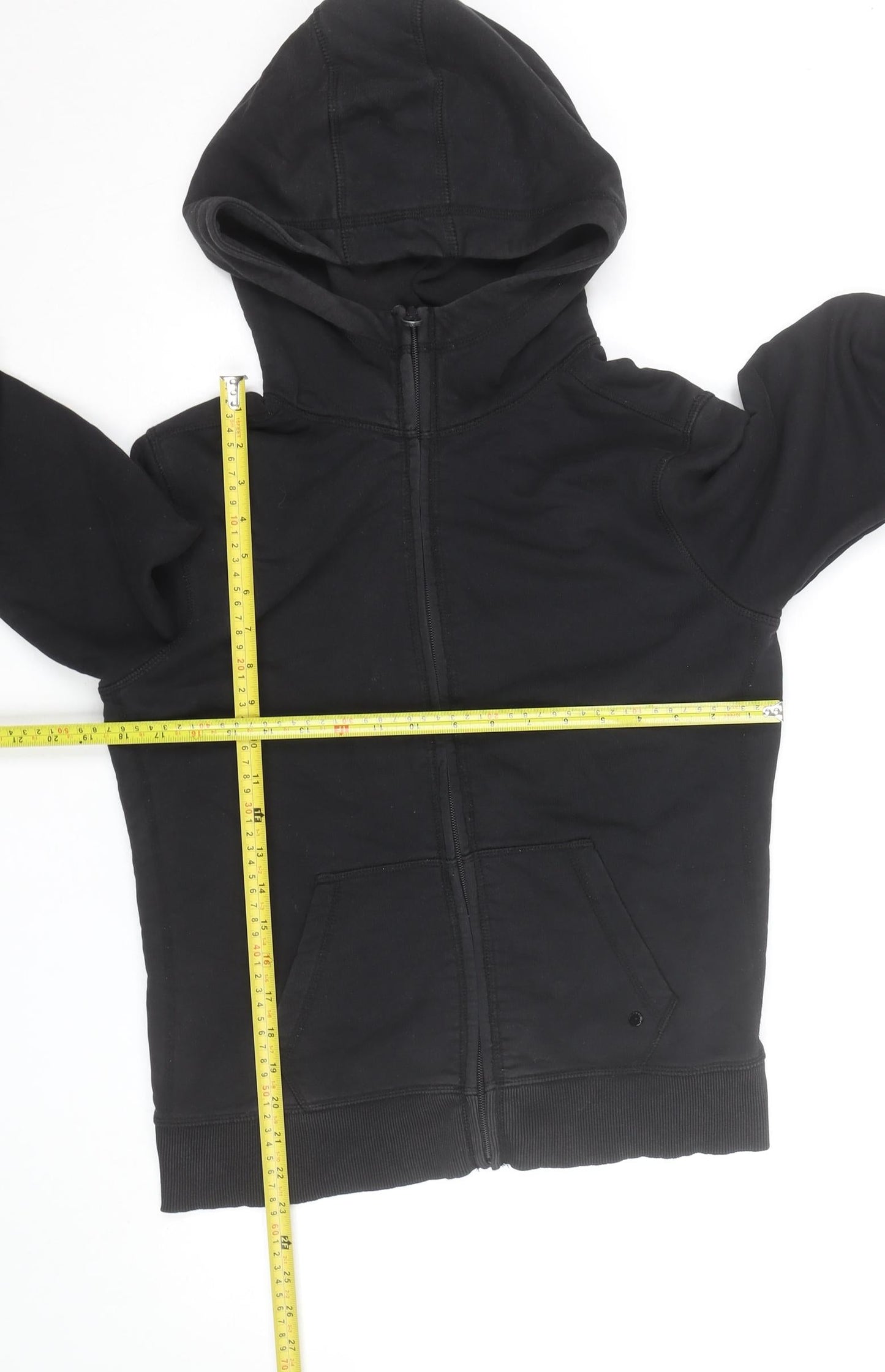 H&M Men Black Full Zip Fleece Hoodie Size M Regular Fit