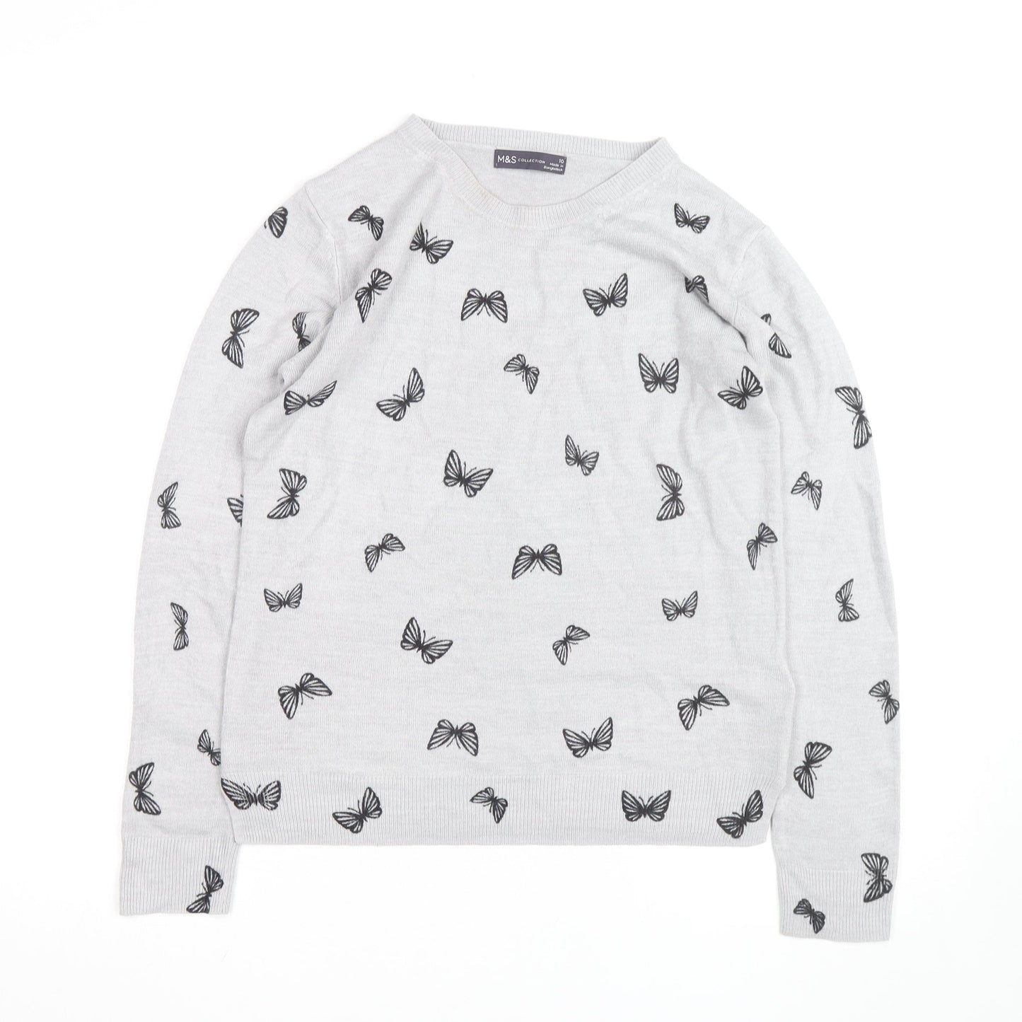 Marks and Spencer Women’s Grey Butterfly Knit Jumper Size 9