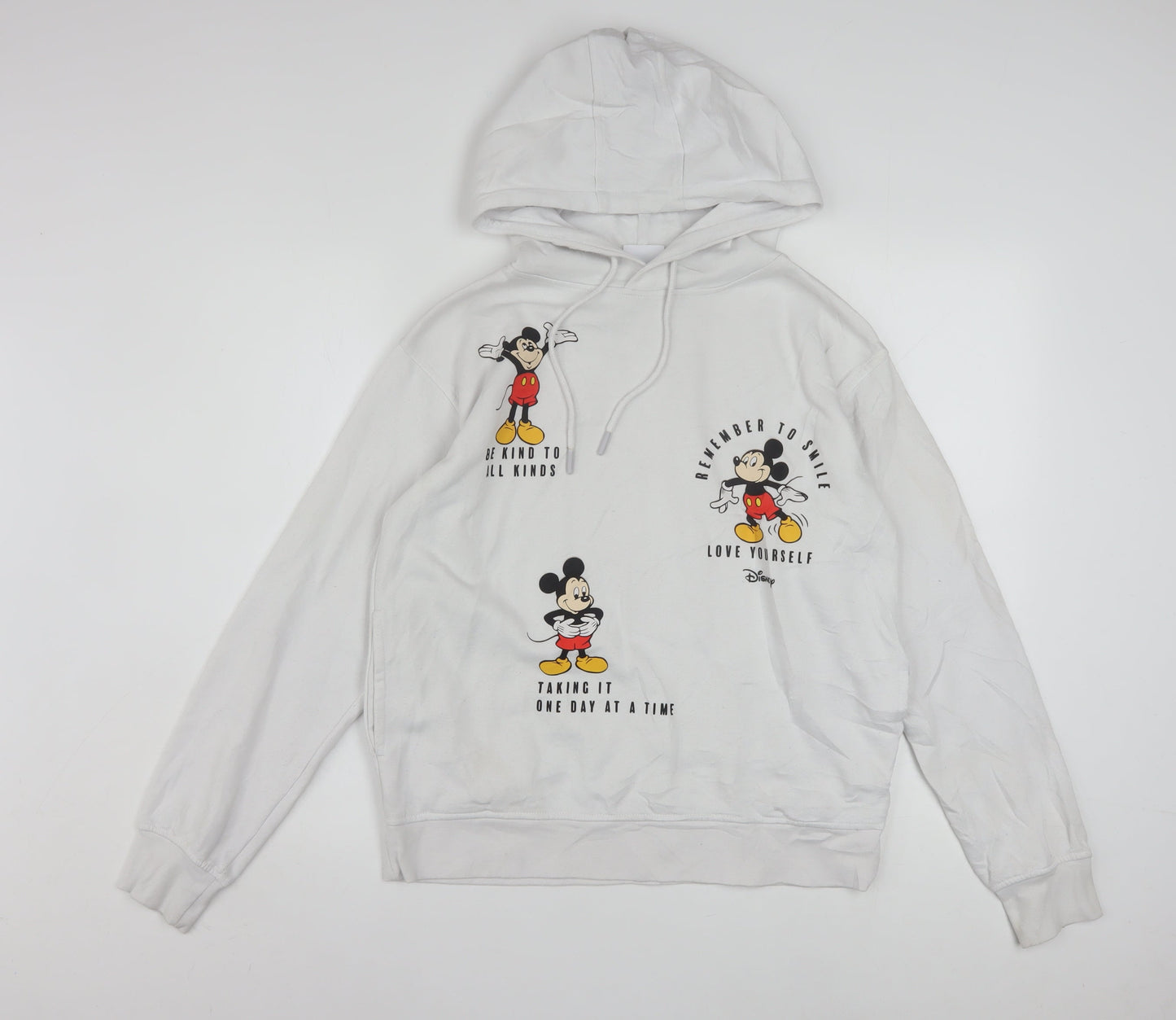 Disney Women White XS Hoodie Mickey Mouse Graphic Pullover
