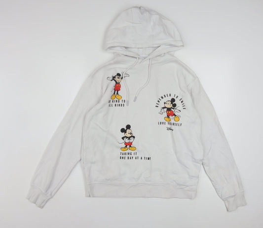 Disney Women White XS Hoodie Mickey Mouse Graphic Pullover