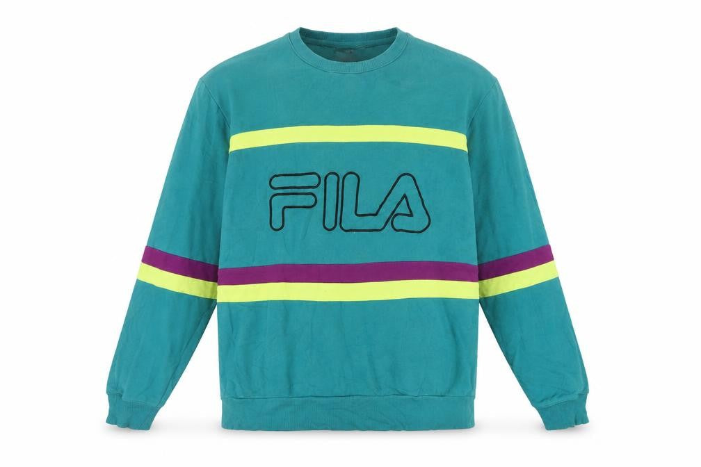 Fila Men's Blue Retro 90s Crew Neck Pullover Sweatshirt Size S