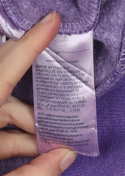 Tommy Jeans Women Purple XS Pullover Hoodie Cotton Blend Casual