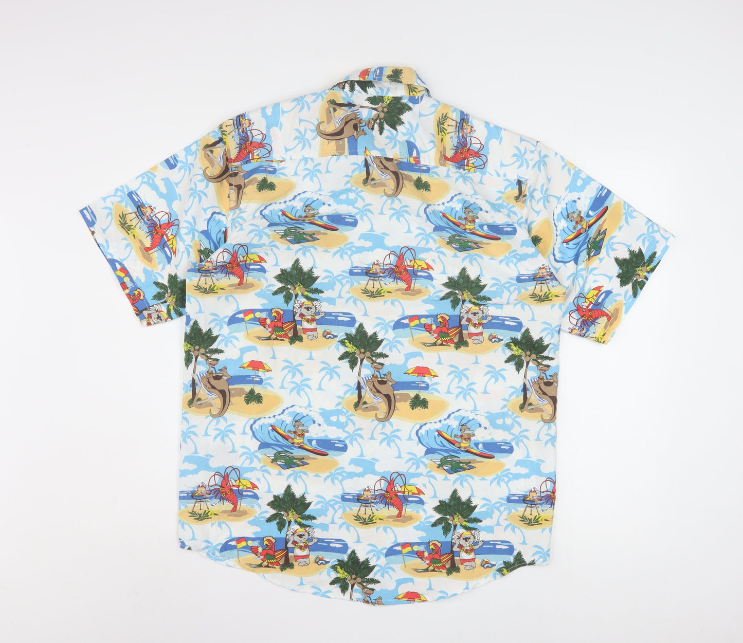 Lowes Boys Multicoloured Hawaiian Beach Print Button-Up Shirt Size 16