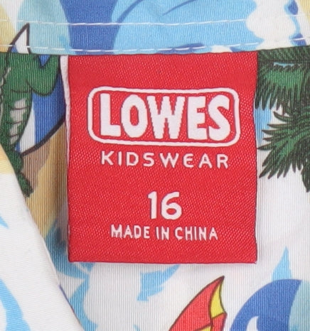 Lowes Boys Multicoloured Hawaiian Beach Print Button-Up Shirt Size 16