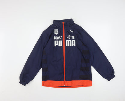 Additional front view of Puma boys’ blue windbreaker jacket 12 years lightweight full zip sportswear