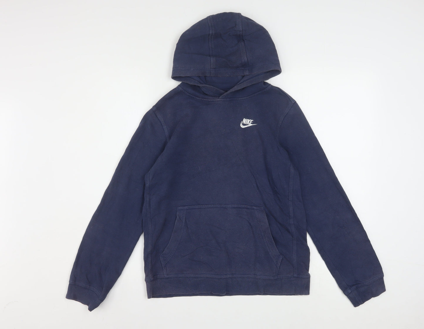 Nike Boys Navy Blue Pullover Hoodie L 147-158cm Cotton Blend Standard Fit
