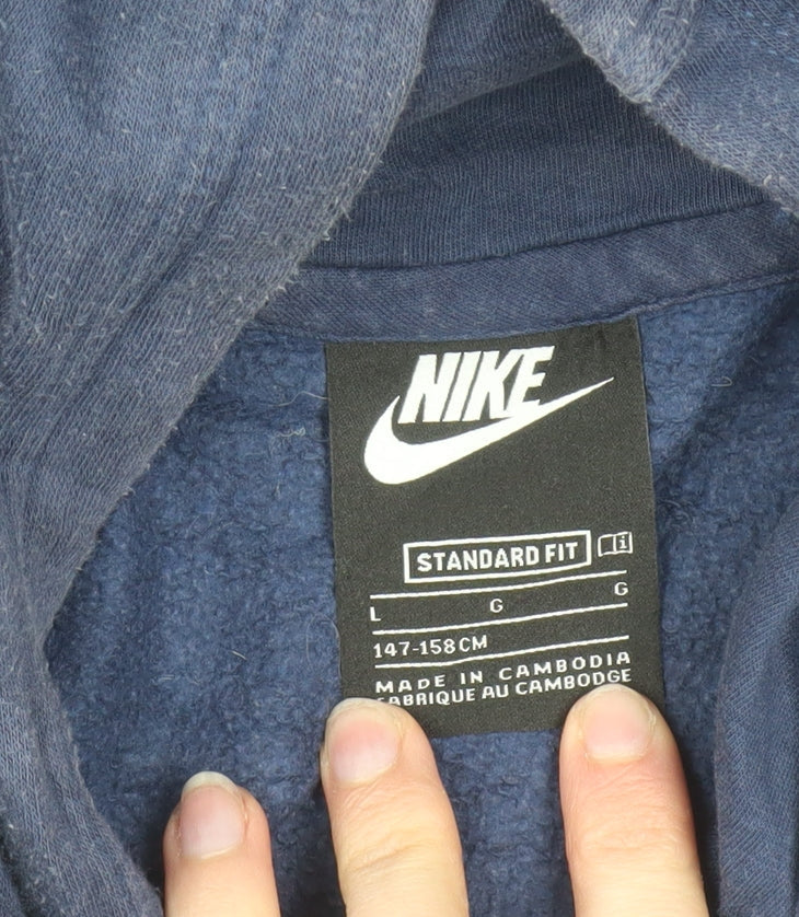 Nike Boys Navy Blue Pullover Hoodie L 147-158cm Cotton Blend Standard Fit