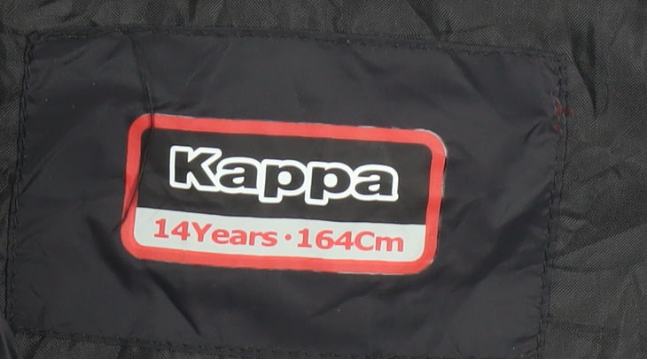 Kappa Boys Black Hooded Puffer Jacket 14 Years 164cm Winter Lined Full Zip