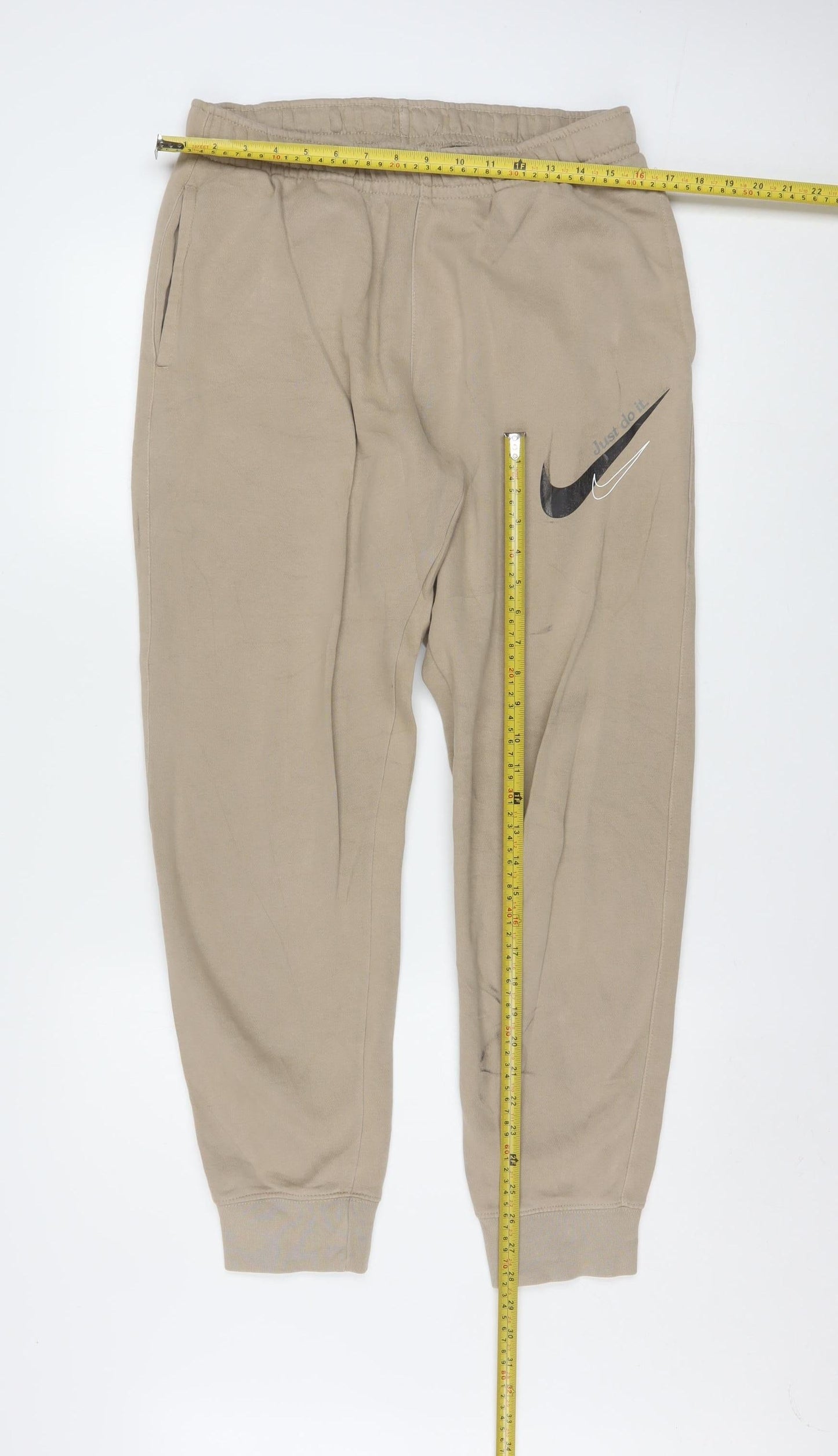 Nike Men’s Beige Jogger Sweatpants Size M Elastic Waist Tapered Fit