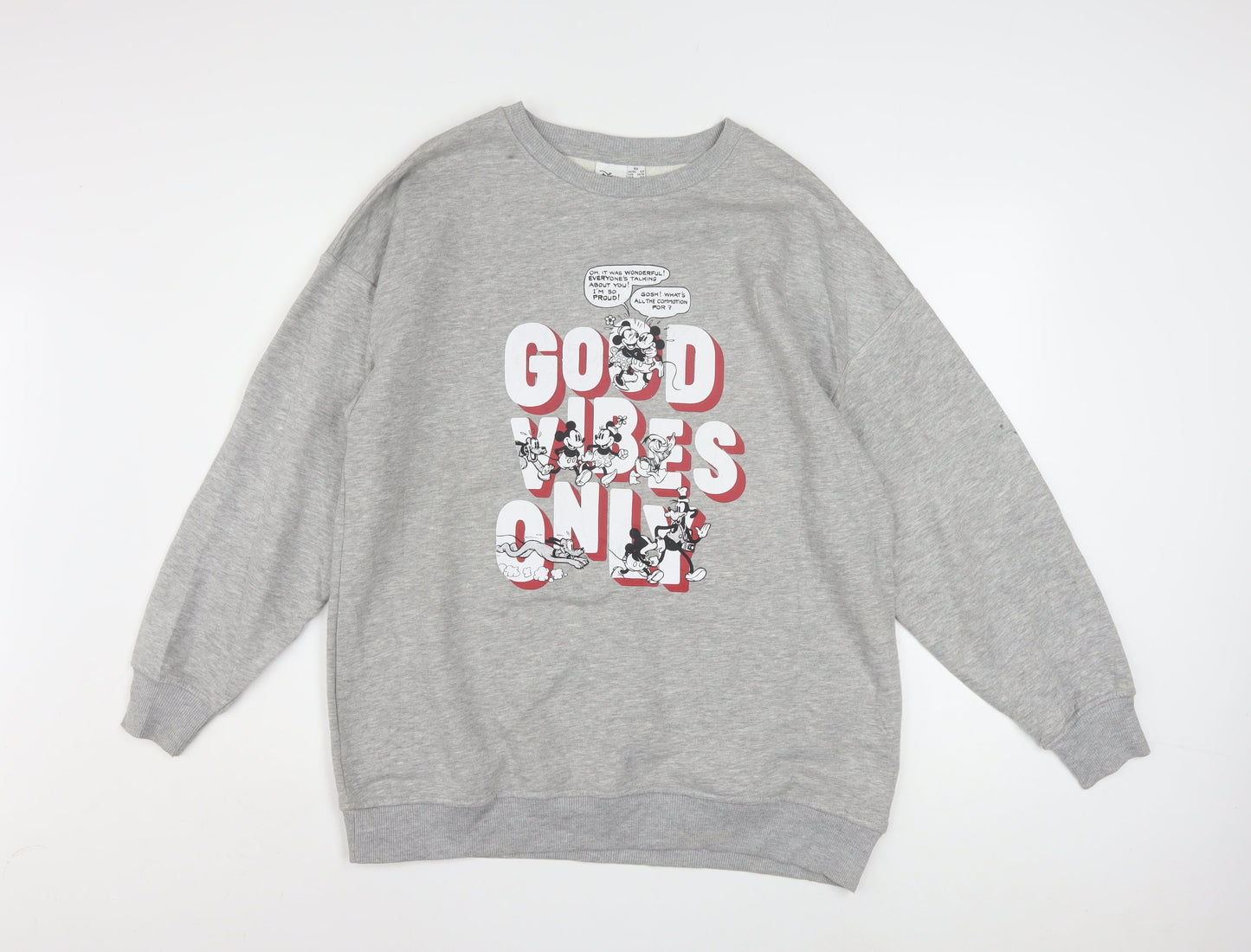Disney Womens Grey Mickey Mouse Graphic Pullover Sweatshirt XS