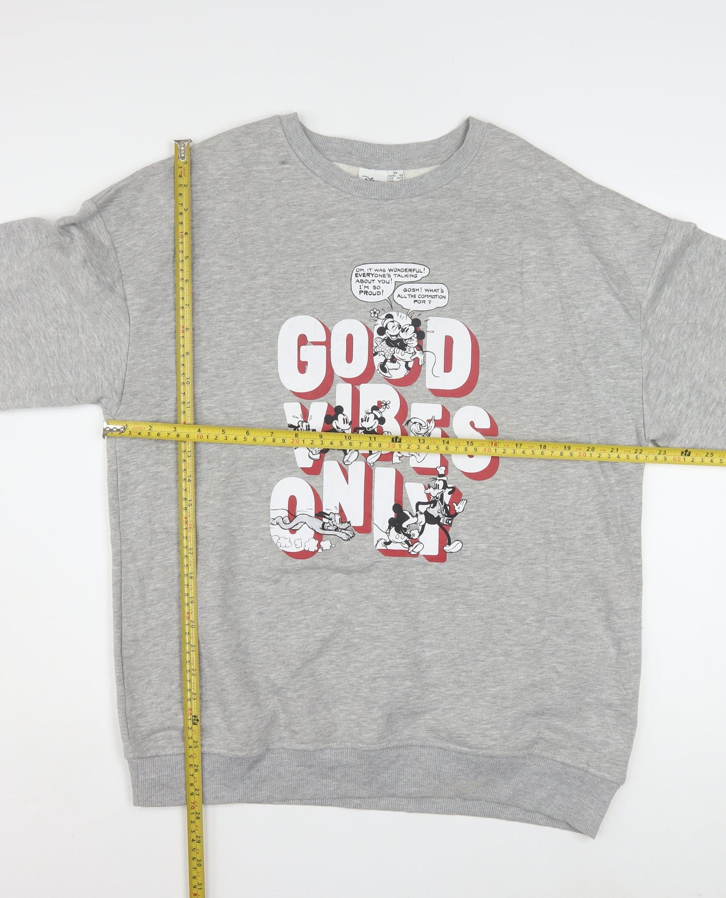 Disney Womens Grey Mickey Mouse Graphic Pullover Sweatshirt XS
