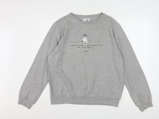 Disney Women Grey Eeyore Sweatshirt Medium 12/14 Pullover Cotton Blend