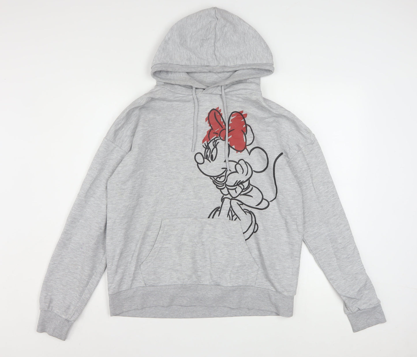 Disney Women Grey Minnie Mouse Pullover Hoodie Size S Cotton Blend