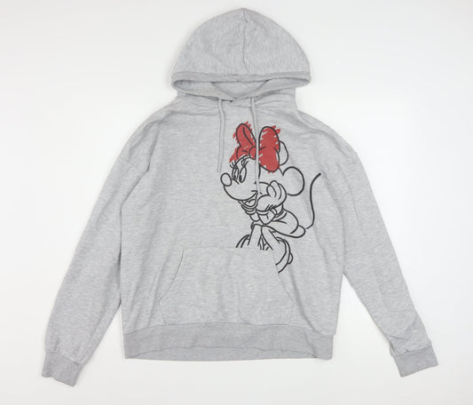 Disney Women Grey Minnie Mouse Pullover Hoodie Size S Cotton Blend