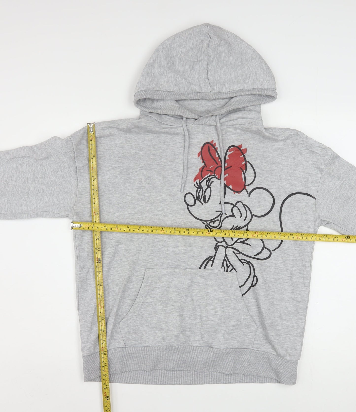 Disney Women Grey Minnie Mouse Pullover Hoodie Size S Cotton Blend