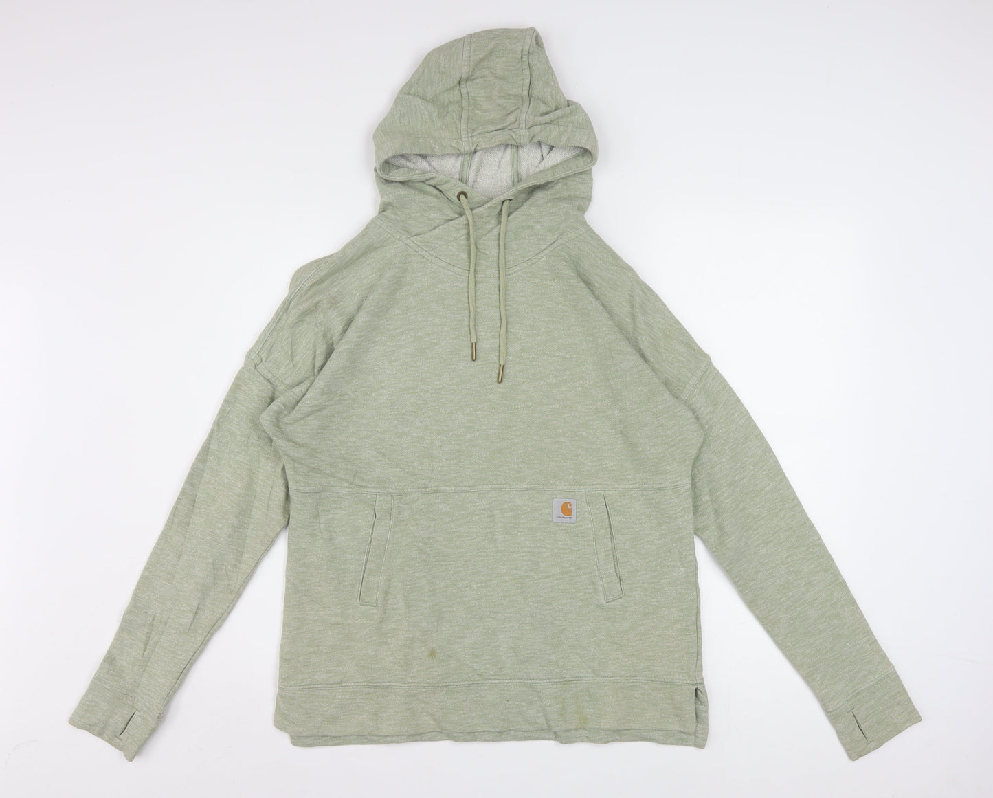 Carhartt Women Sage Green Pullover Hoodie Size S Relaxed Fit Cotton Blend