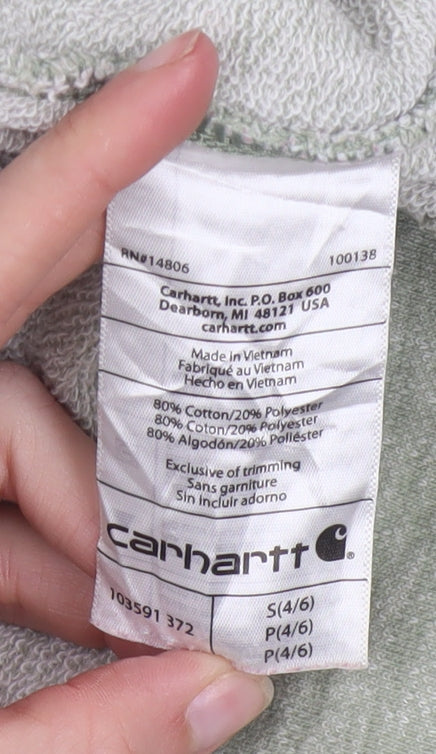 Carhartt Women Sage Green Pullover Hoodie Size S Relaxed Fit Cotton Blend