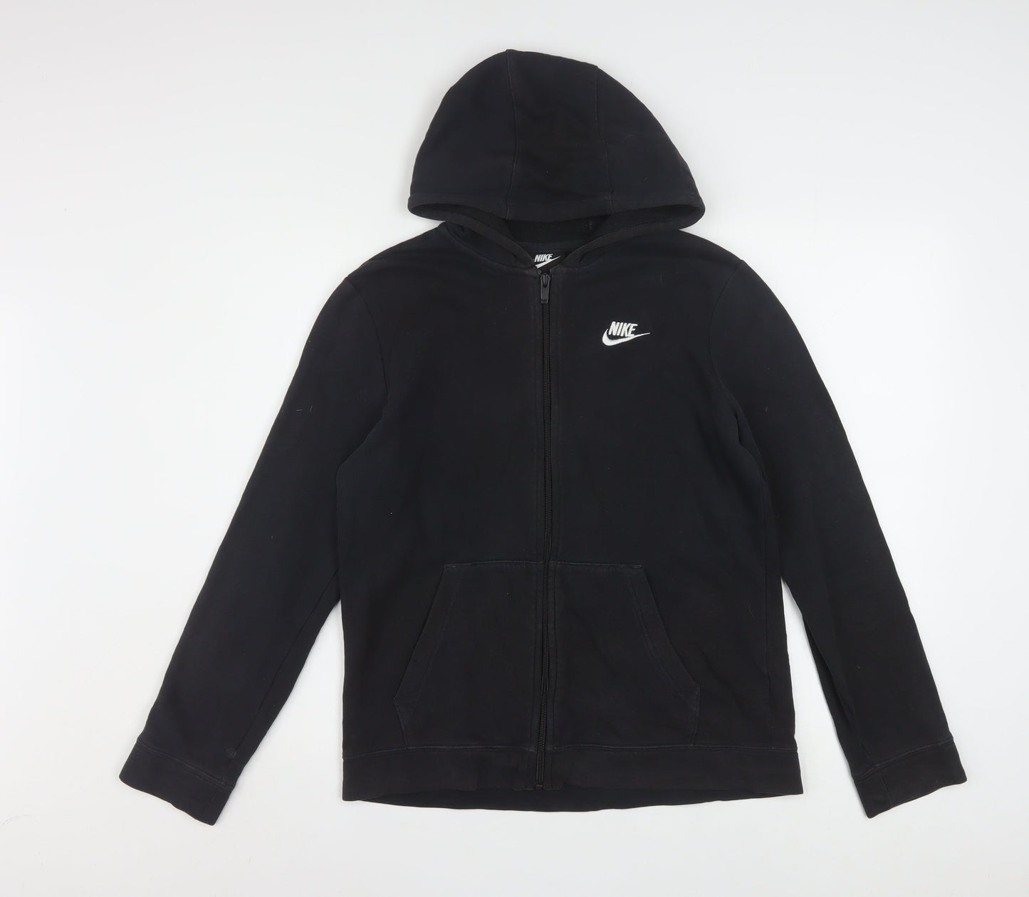 Nike Boys Black Full Zip Hoodie XL 158-170cm Fleece Sweatshirt