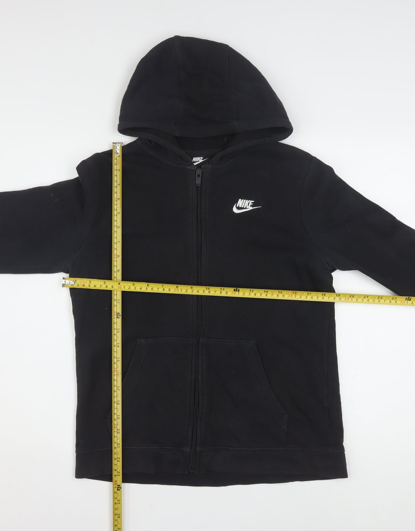 Nike Boys Black Full Zip Hoodie XL 158-170cm Fleece Sweatshirt