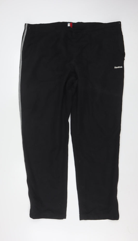Reebok Men's Black L Track Pants Lightweight Polyester