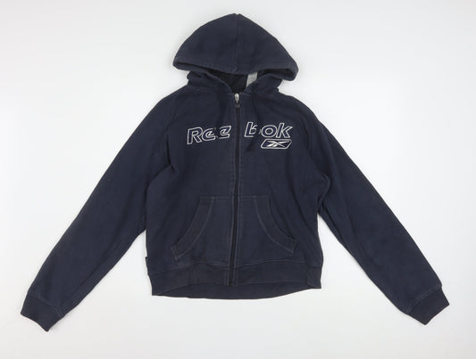 Reebok Women Navy Blue Full Zip Hoodie Size 14 Cotton Blend