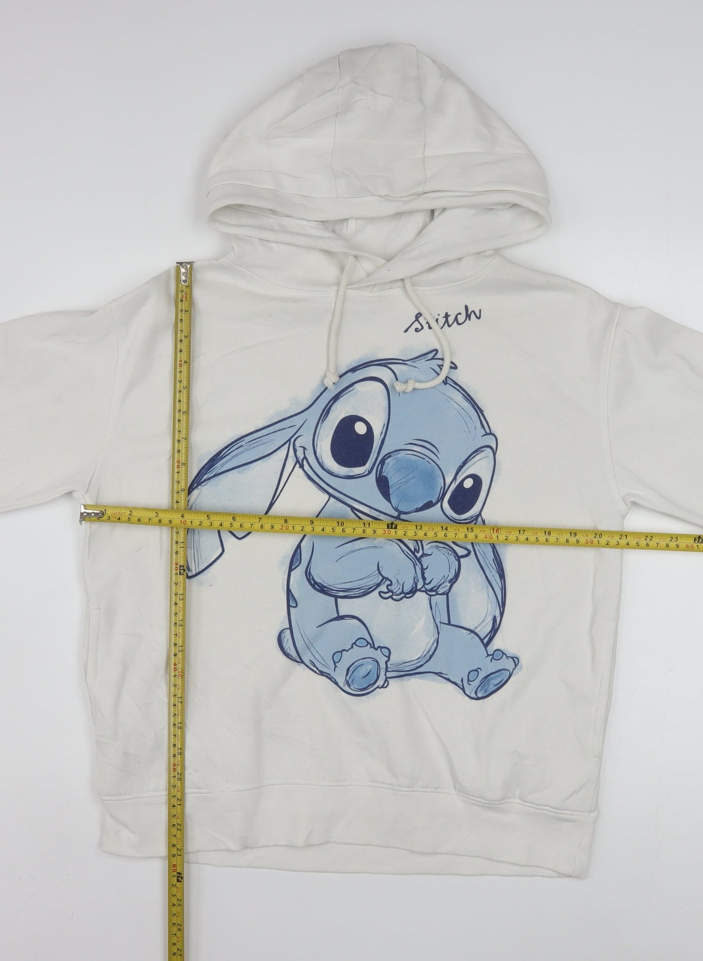 Disney Women White Hoodie Stitch Graphic Pullover Size 10/12
