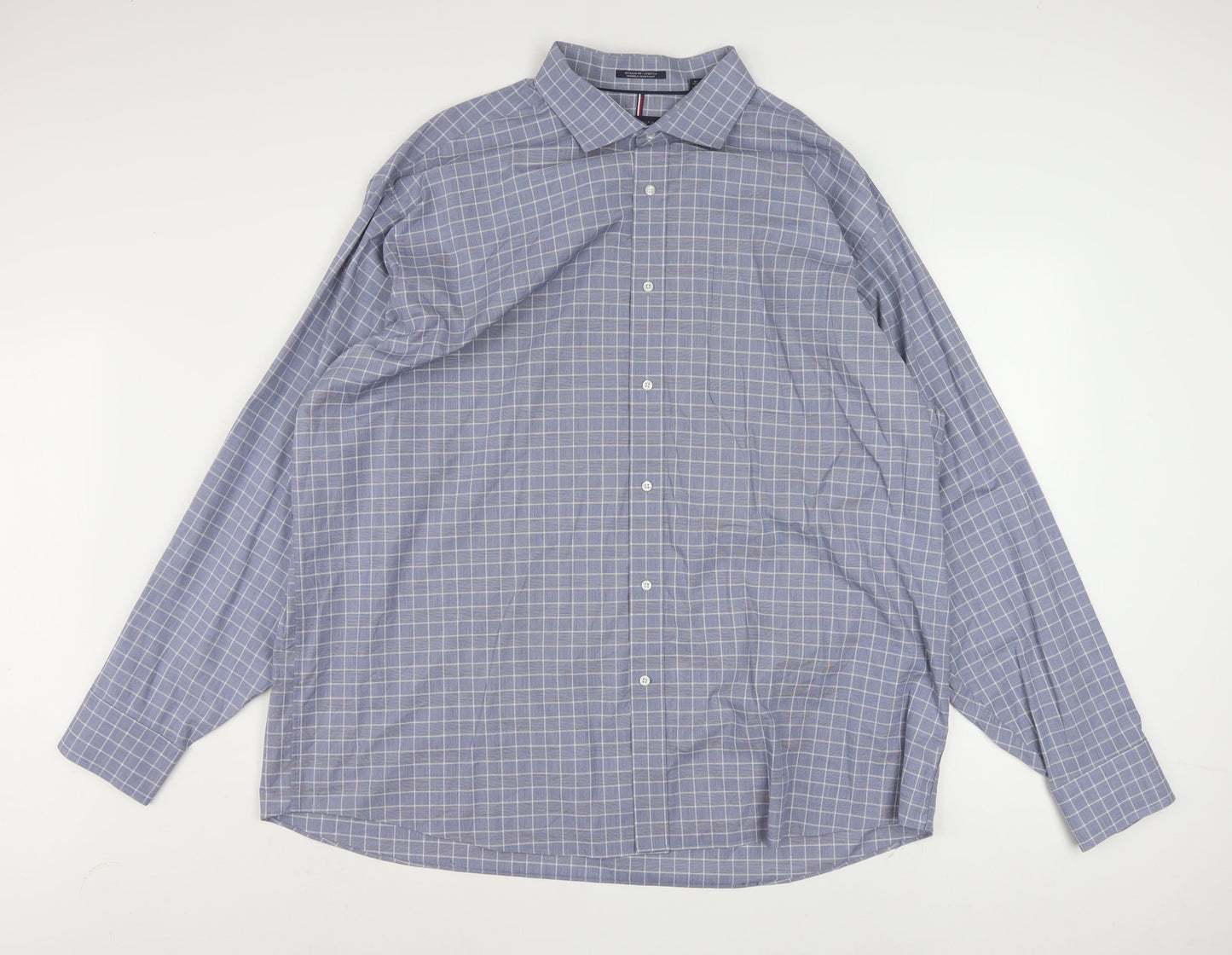 Tommy Hilfiger Men’s Blue Check 2XL Regular Fit Long Sleeve Cotton Shirt