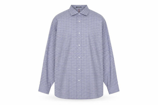 Tommy Hilfiger Men’s Blue Check 2XL Regular Fit Long Sleeve Cotton Shirt