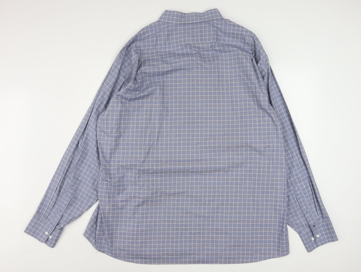 Tommy Hilfiger Men’s Blue Check 2XL Regular Fit Long Sleeve Cotton Shirt