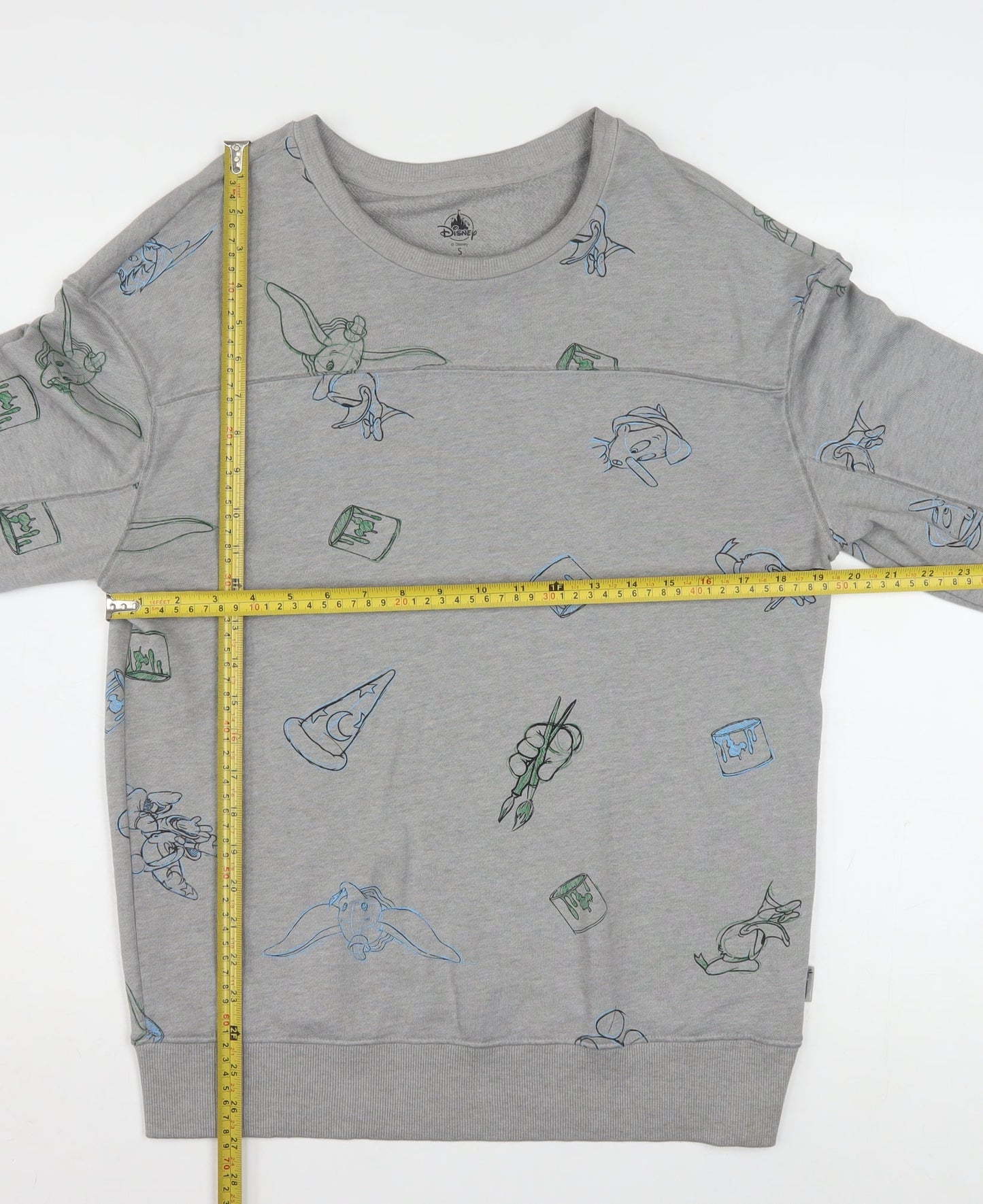 Disney Women Grey Sweatshirt Small Pullover Crew Neck Mickey Print