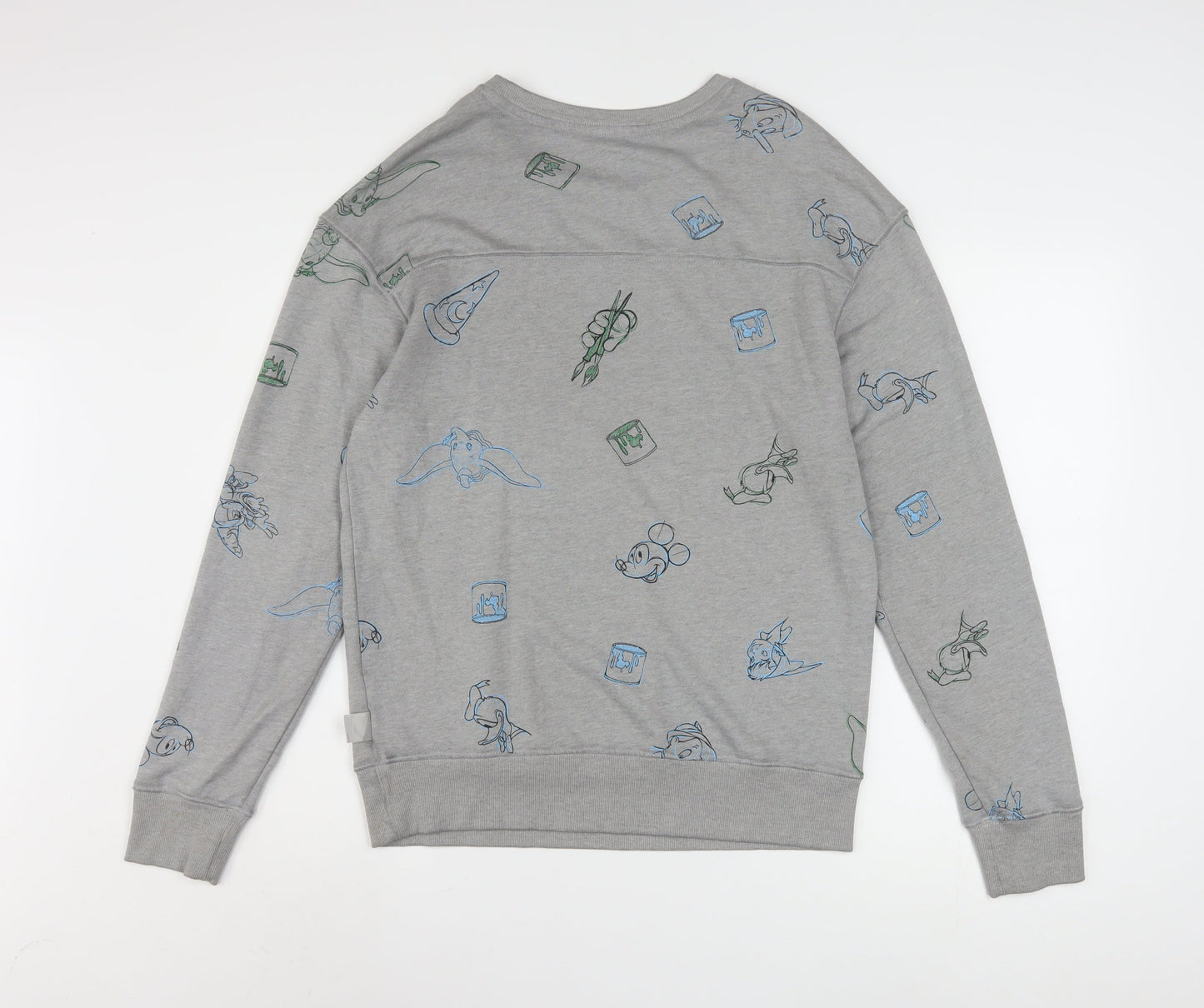 Disney Women Grey Sweatshirt Small Pullover Crew Neck Mickey Print