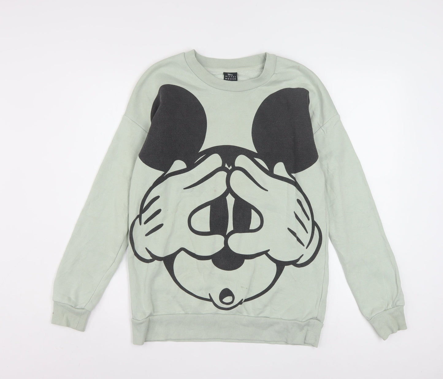 Disney Mickey Mouse Women’s Green Graphic Pullover Sweatshirt Size S