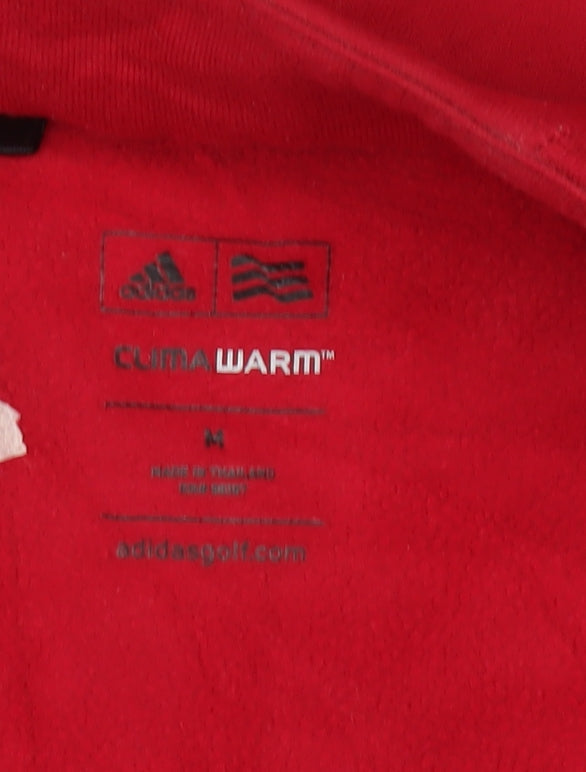 Adidas Mens Red Climawarm 1/2 Zip Fleece Sweatshirt M Golf Pullover