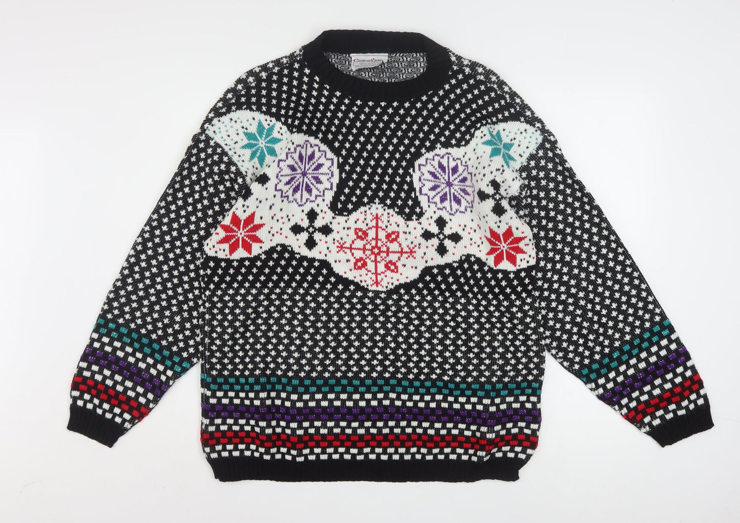 Custom Design Women's Multicoloured Fair Isle Acrylic Jumper Size 2