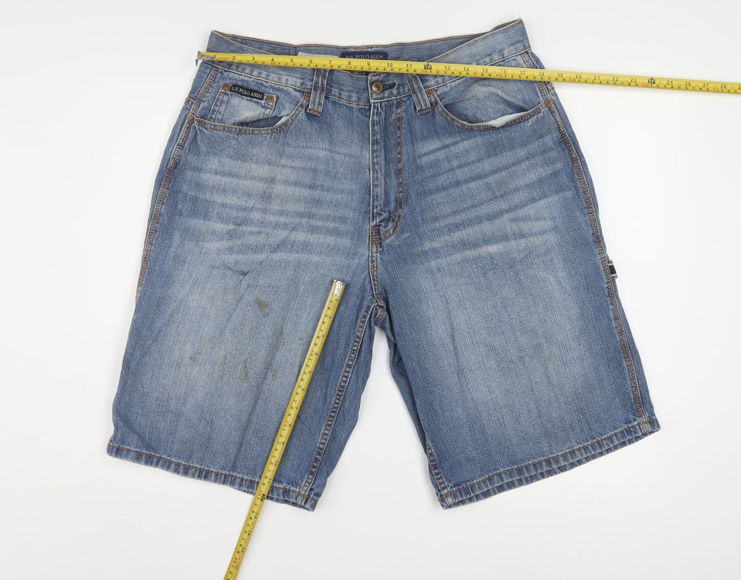 U.S. Polo Assn. Men's Blue Denim Cargo Shorts W36 Regular Fit