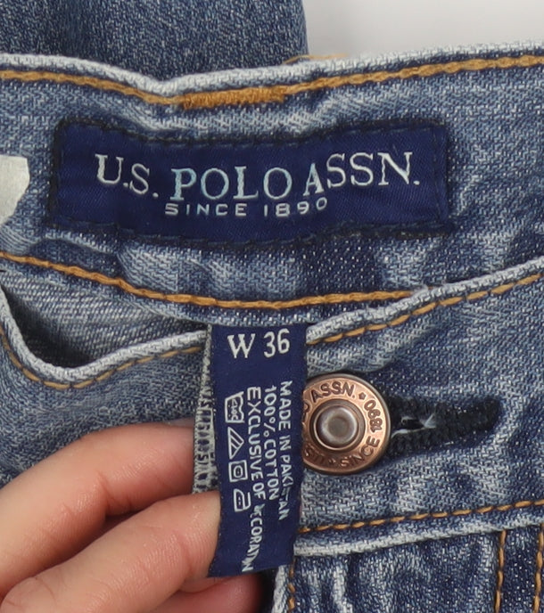 U.S. Polo Assn. Men's Blue Denim Cargo Shorts W36 Regular Fit