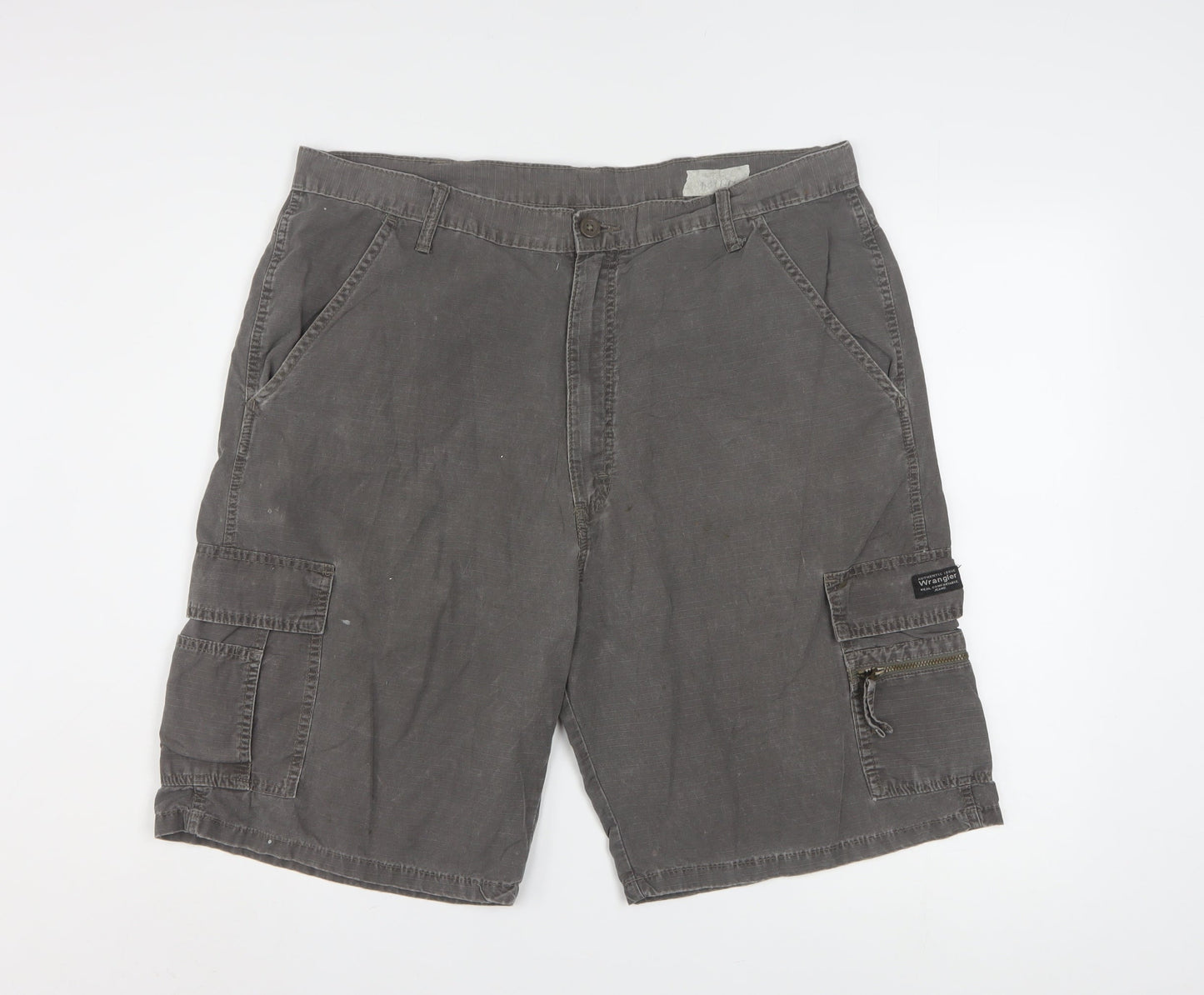 Wrangler Men's Grey Cargo Shorts Size 36 Cotton Casual Workwear